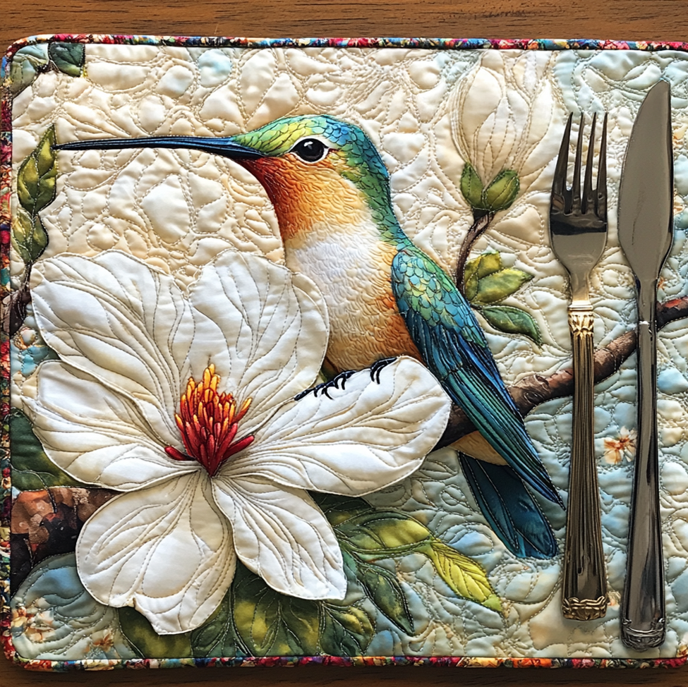 Winged Wonder Quilted Place Mat Christmas Decor Hummingbird Feeder Gift