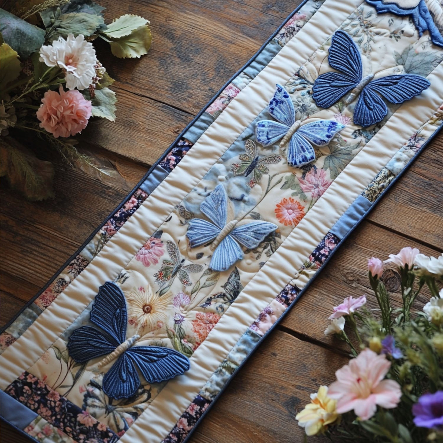 Winged Wonders Quilted Table Runner Dining Room Table Runner Decor Butterfly Gifts Mother's Day