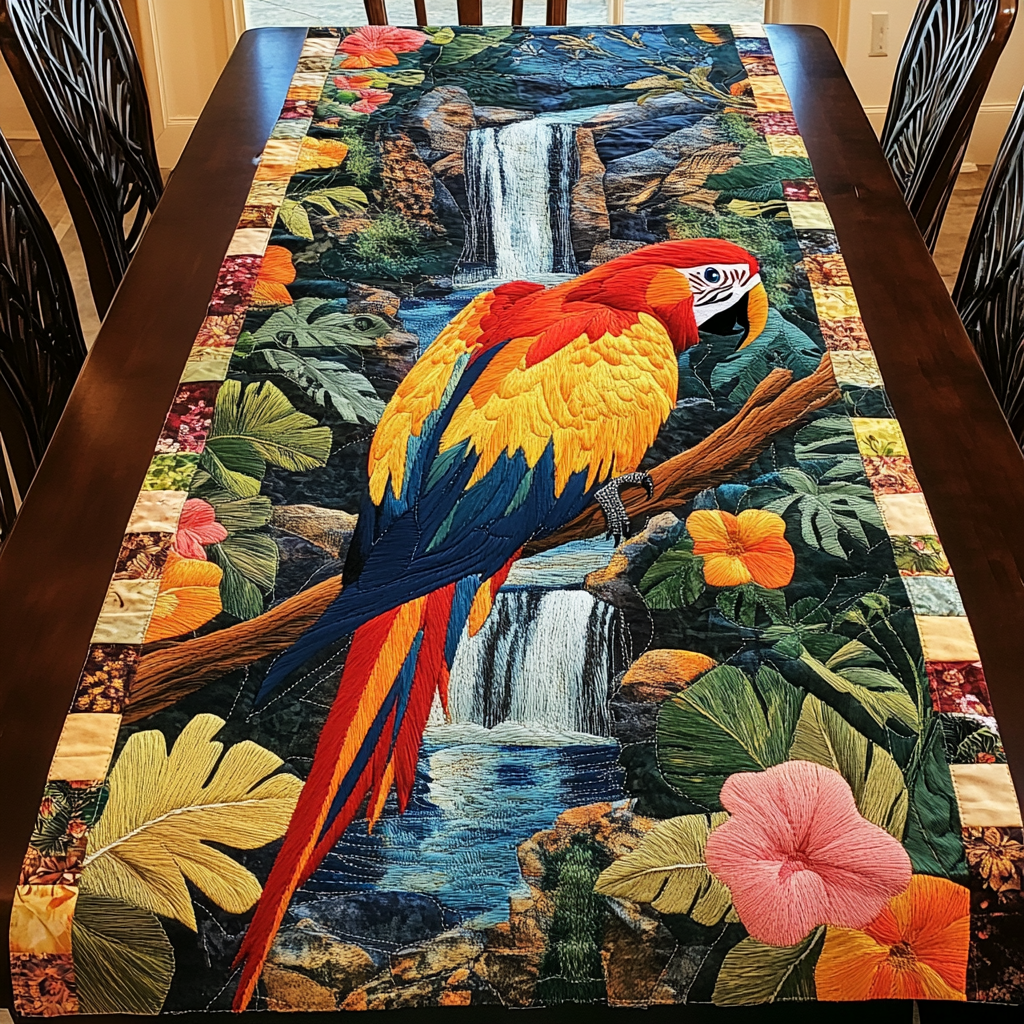 Winged Wonders Quilted Table Runner Kitchen Table Decor Ideas Parrot Gift Ideas