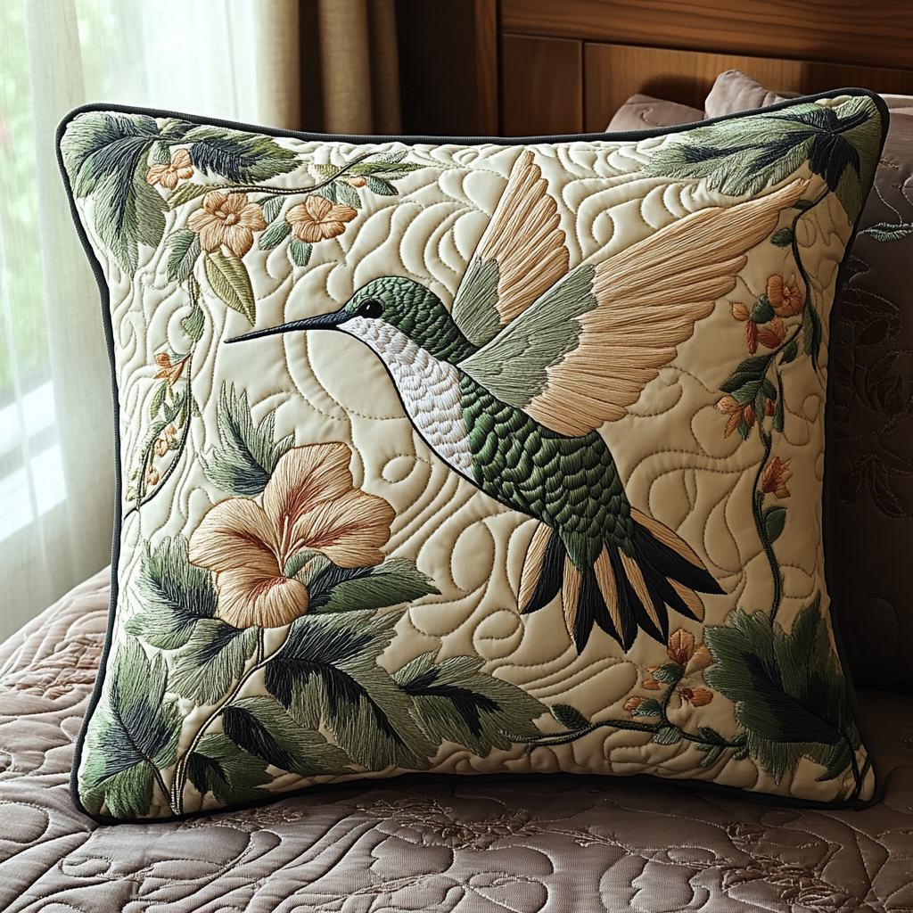 Wings in Flight Quilted Pillow Case Home Decor Pillow Covers Hummingbird Gifts For Dad