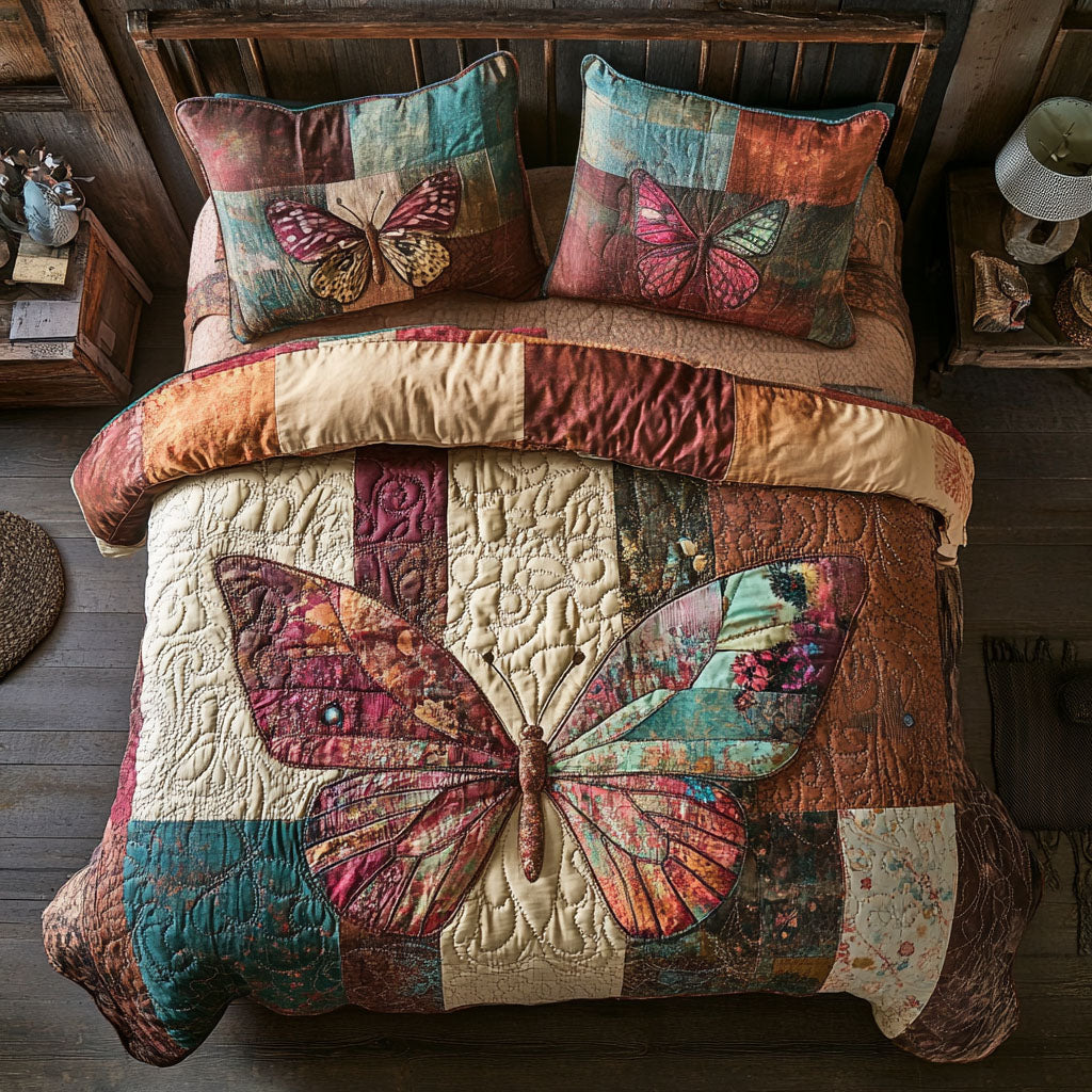 Wings of Beauty Quilted Bedding Set Bed Decorations Butterfly Items For Lovers