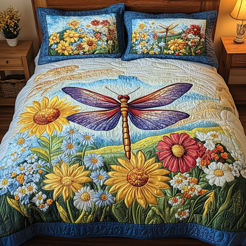 Wings of Color Quilted Bedding Set Bedroom Decor Ideas Dragonfly Gifts For Lady