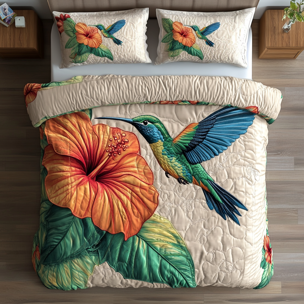 Wings of Color Quilted Bedding Set King Size Bed Set Cool Gifts For Dad