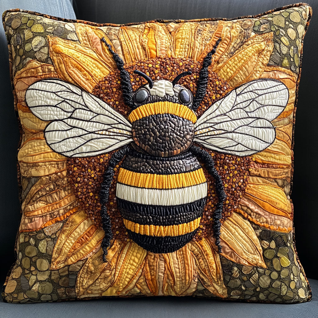 Wings of Gold Quilted Pillow Case Throw Pillow Cases Bee Items Gifts