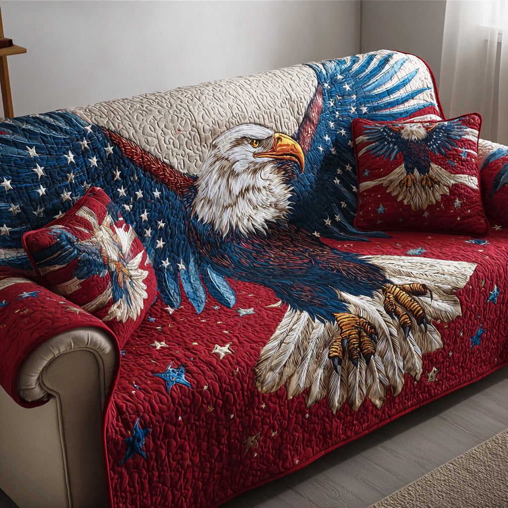 Wings of Honor Quilted Sofa Cover Sofa Chaise Cover Patriotic Christmas Gifts