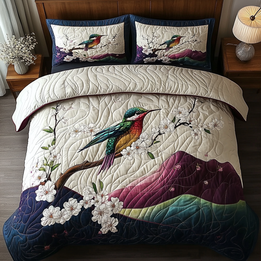 Wings Of Joy Quilted Bedding Set Personalized Bedding Set Gift for Couples