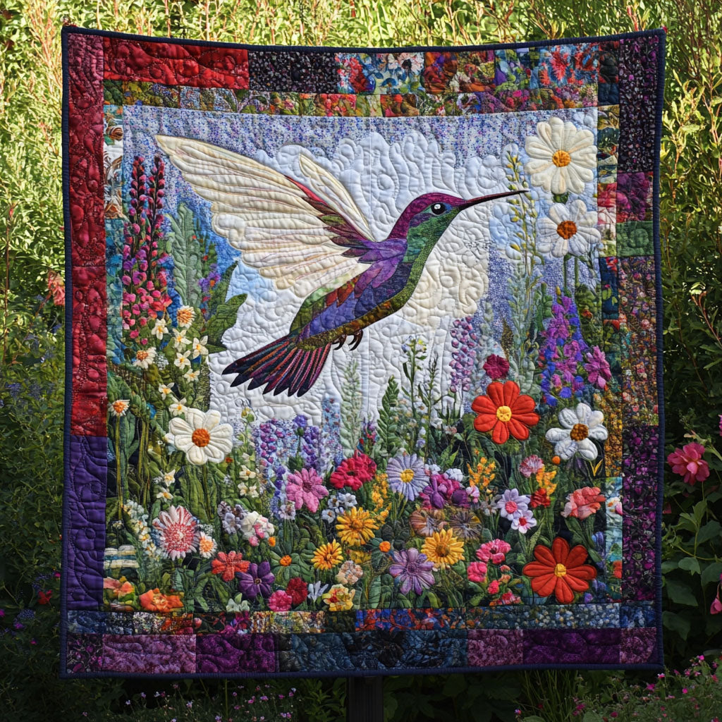 Wings of Nature Quilted Blanket Christmas Bedroom Decor Cool Gifts For Hummingbird Lovers