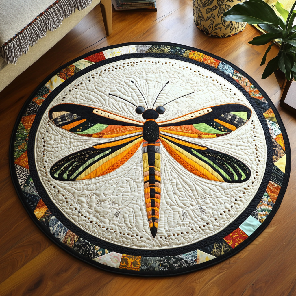 Wings of Quilted Round Mat Christmas Entryway Decor Dragonfly Gifts For Him