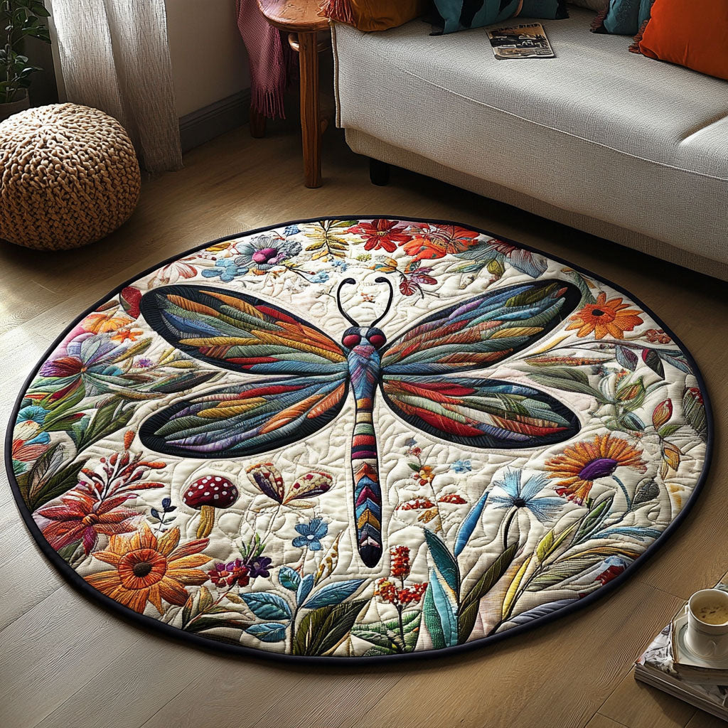 Wings of Quilted Round Mat Home Entrance Decor Ideas Birthday Gifts For Dragonfly Lovers