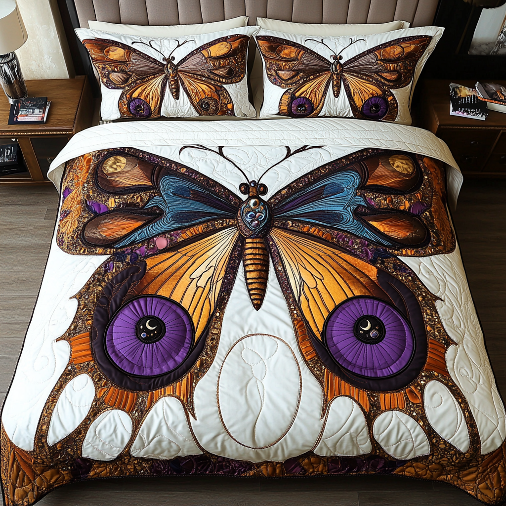 Wings of Spring Quilted Bedding Set Cute Room Decor Birthday Gifts For Butterfly Lovers