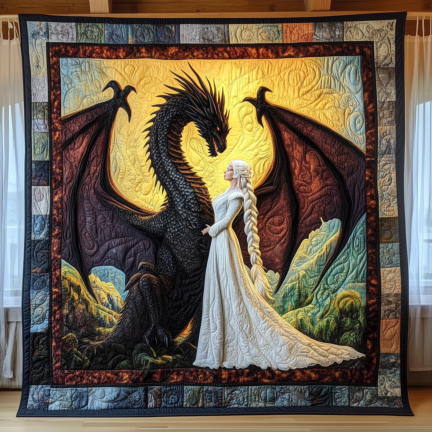 Wings of Valor Quilted Blanket Unique Dragon Gifts