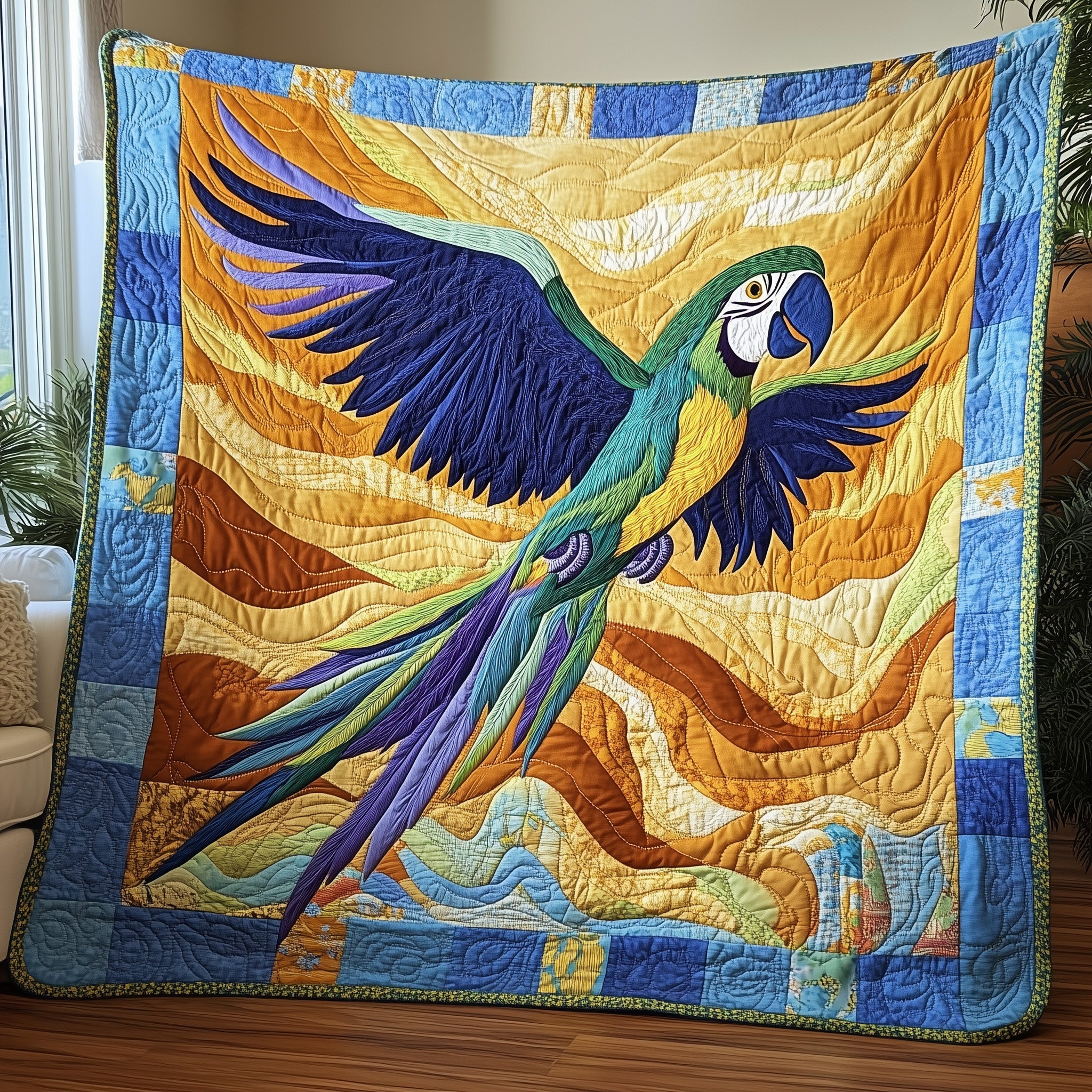 Wings of Wonder Quilted Blanket Best Couch Throw BlanketGift For Parrot Lover Christmas