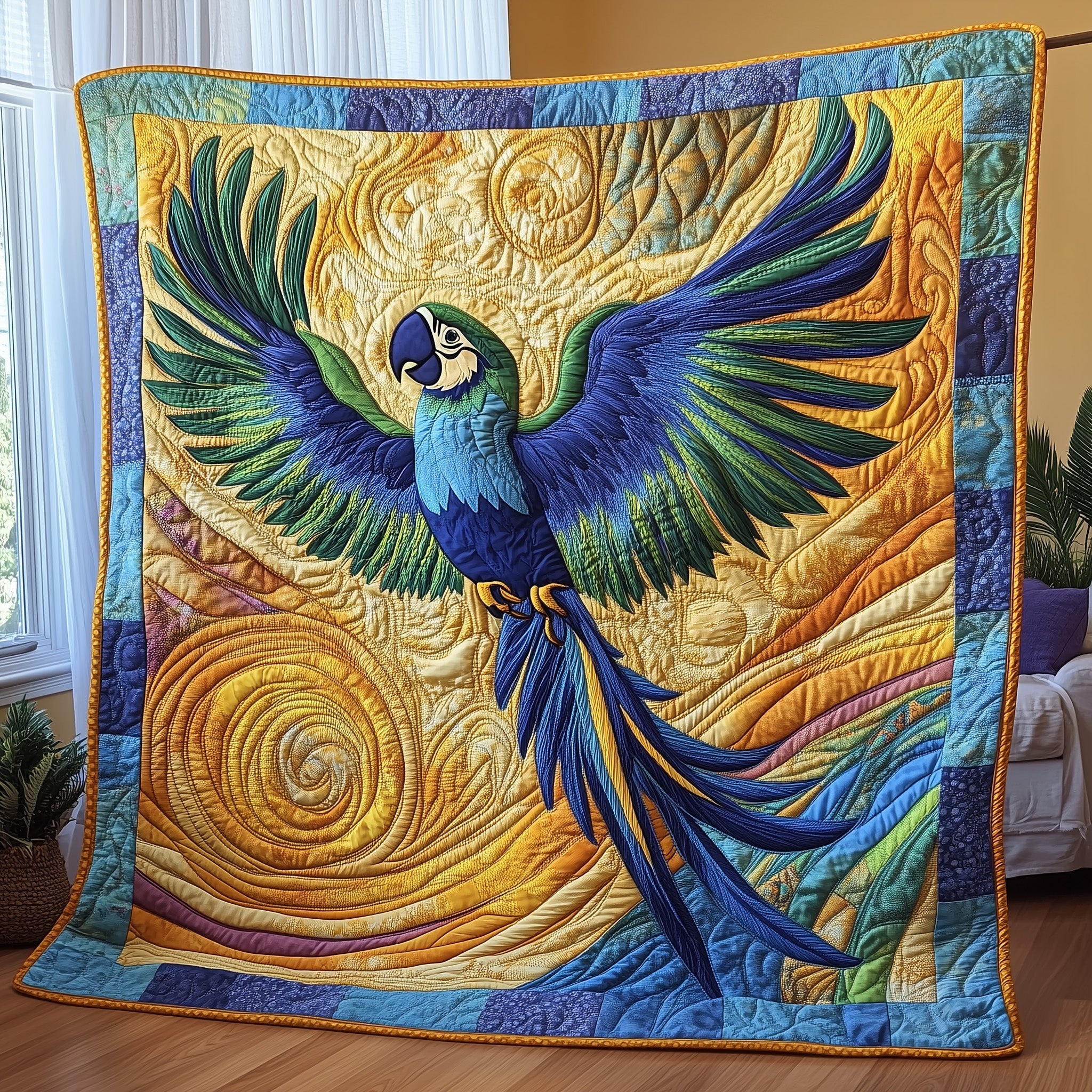 Wings of Wonder Quilted Blanket Best Couch Throw BlanketGreat Gifts For Parrot Owners