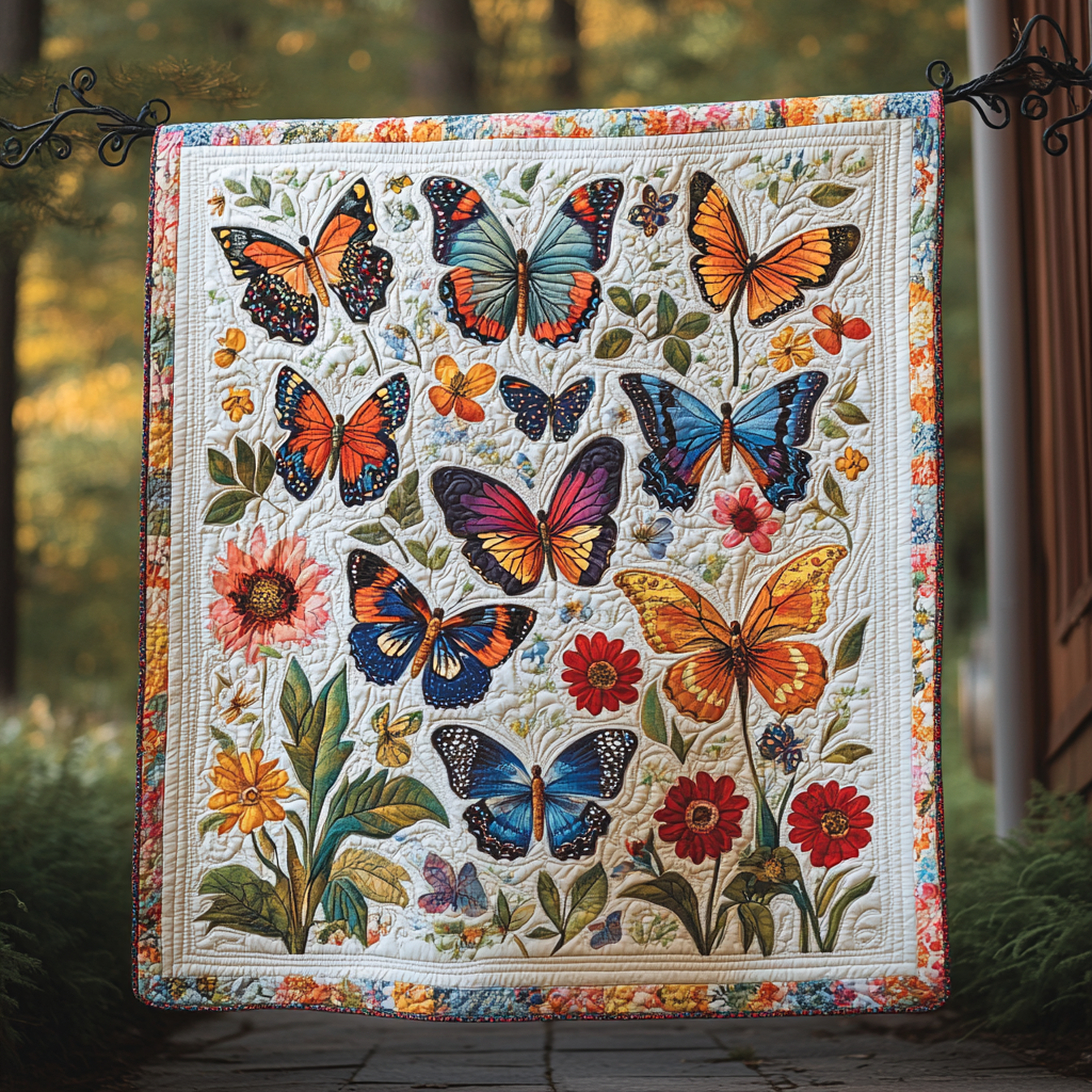 Wings of Wonder Quilted Blanket Butterfly Birthday Gifts