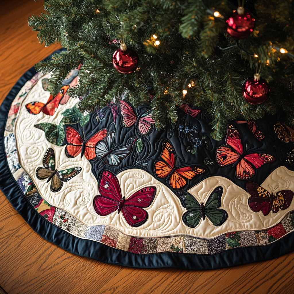 Wings Of Wonder Quilted Christmas Tree Skirt Merry And Bright Holiday Decor