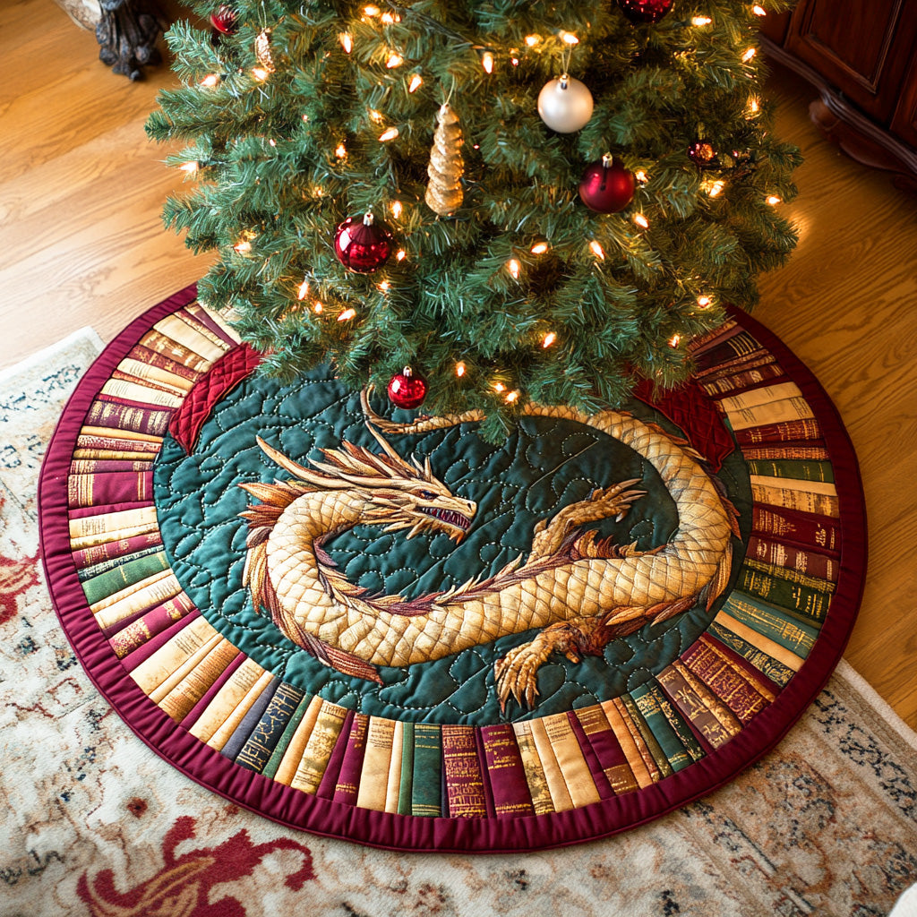 Wings of Words Christmas Quilted Tree Skirt Xmas Indoor Decorations Good Gifts For Readers