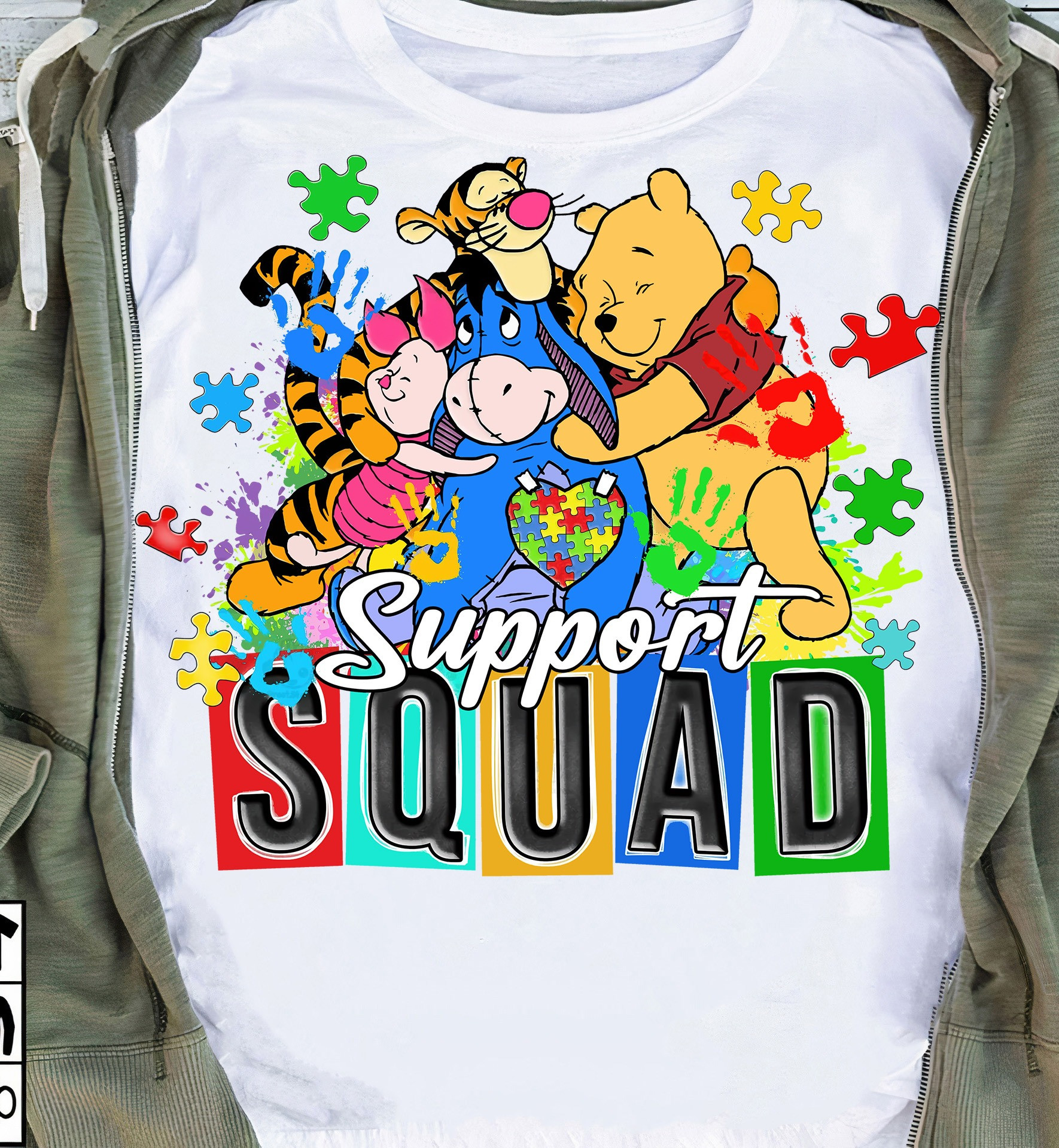 Winnie The Pooh Support Squad Autism Awareness T-Shirt Cute Autism Awareness Apparel