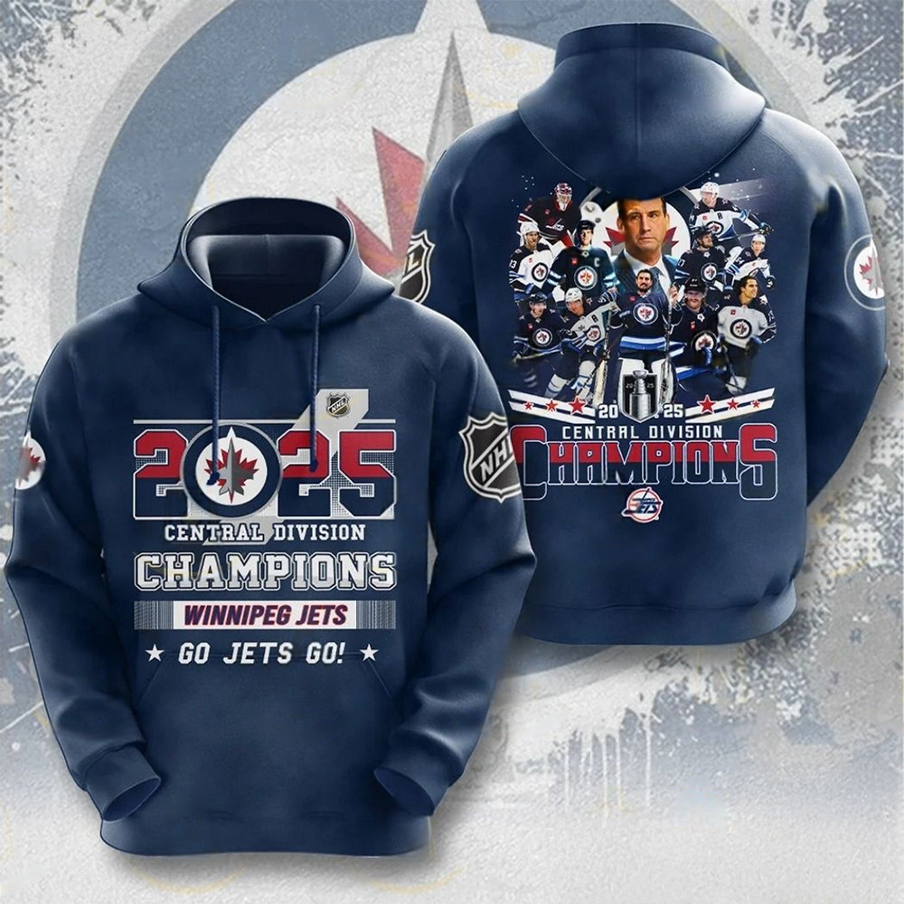 Winnipeg Jets 2025 Central Division Champions Go Jets Go Hoodie Ice Hockey Fan Gifts