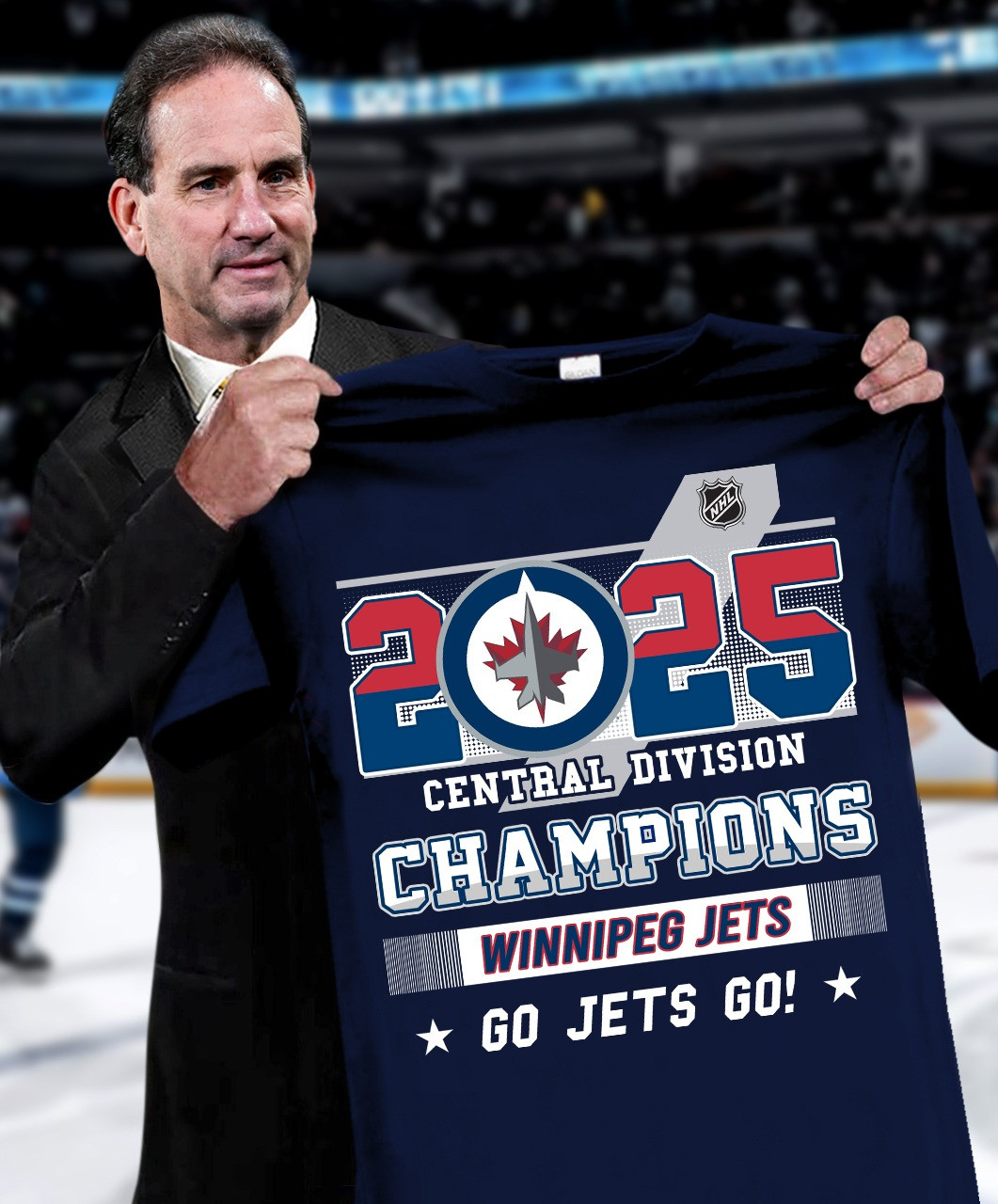 Winnipeg Jets Central Division Champions 2025 T-Shirt Go Jet Go Ice Hockey Fan Merch Gifts