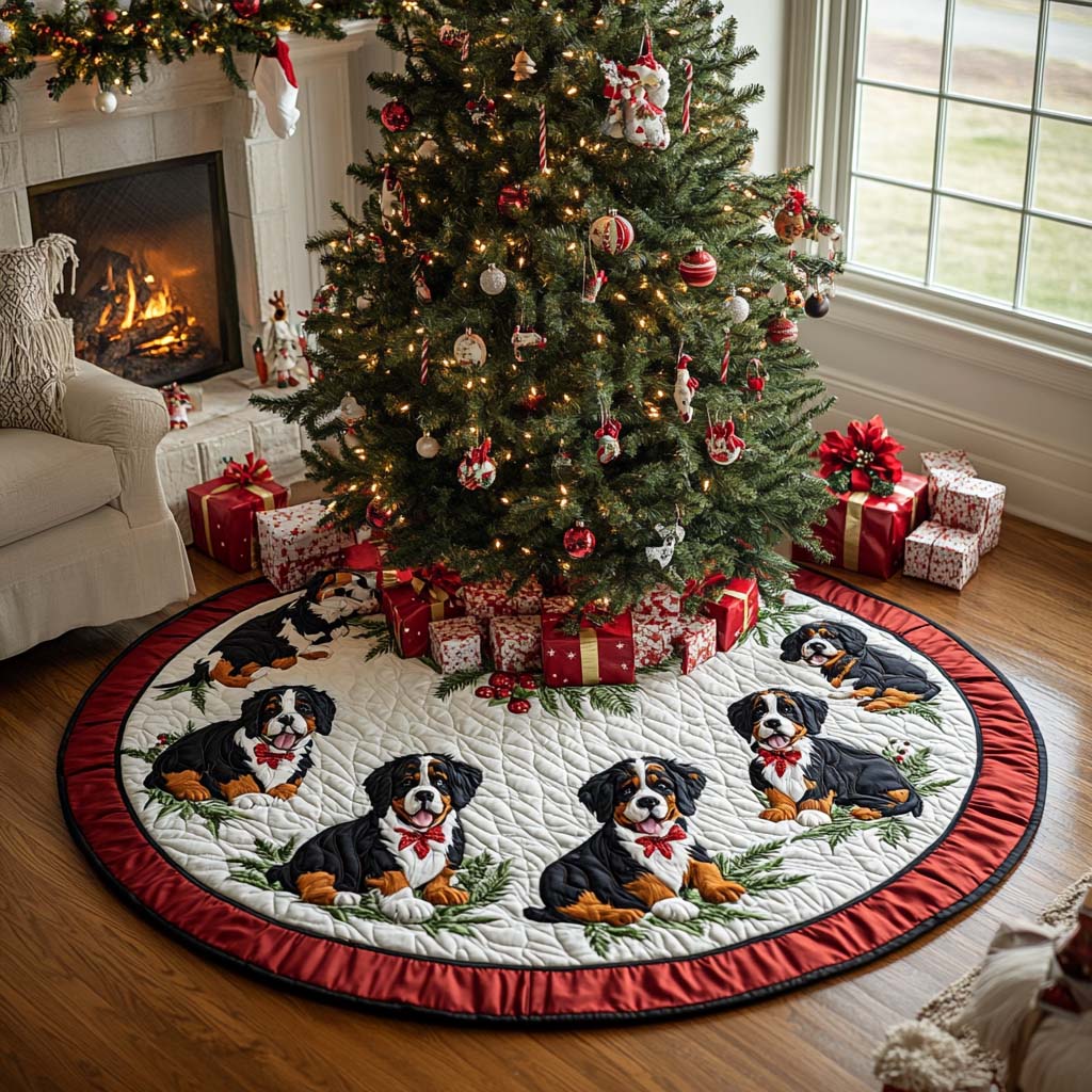 Winter Bernese Quilted Christmas Tree Skirt Holiday Home Decor Great Gifts For Dog Lovers