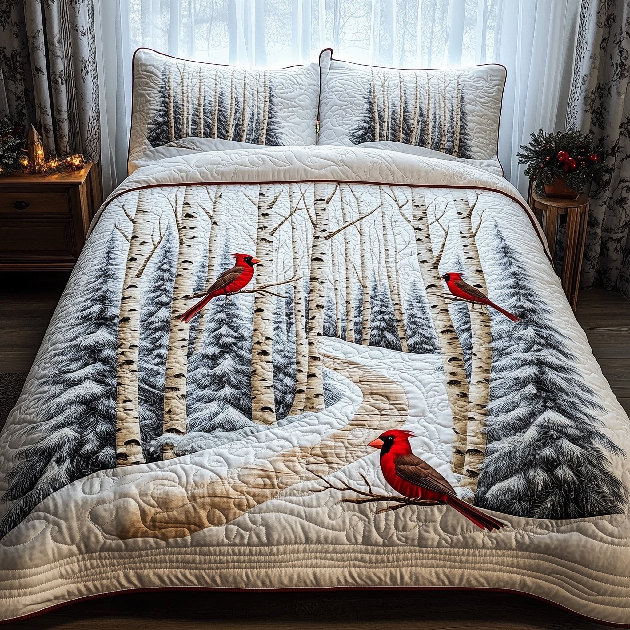 Winter Besties Christmas Quilted Bedding Set Duvet Cover Bedspread Xmas Gifts For Mom