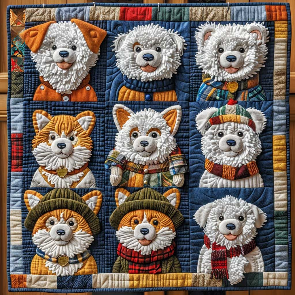 Winter Bichon Patchwork Xmas Quilted Blanket Blanket Coolf Gifts For Married Couples