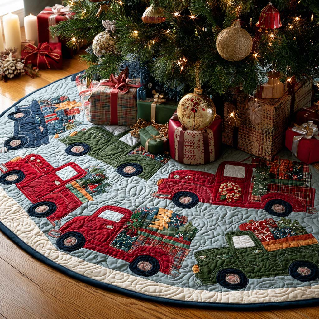 Winter Bless Christmas Quilted Tree Skirt Best Indoor Xmas Decorations Christmas Presents For Mom