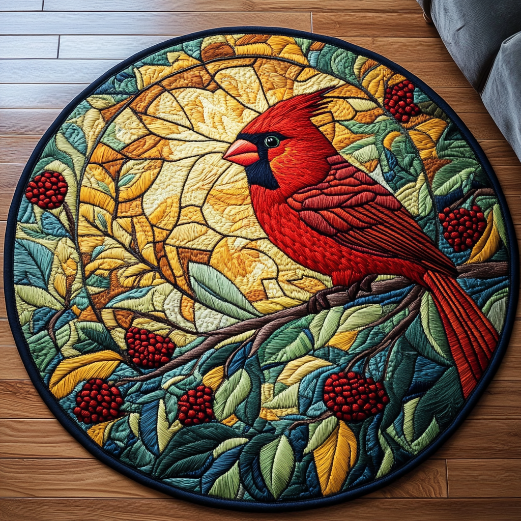Winter Bliss Quilted Round Mat Unique Front Door Decor Glass Hummingbird Ornament