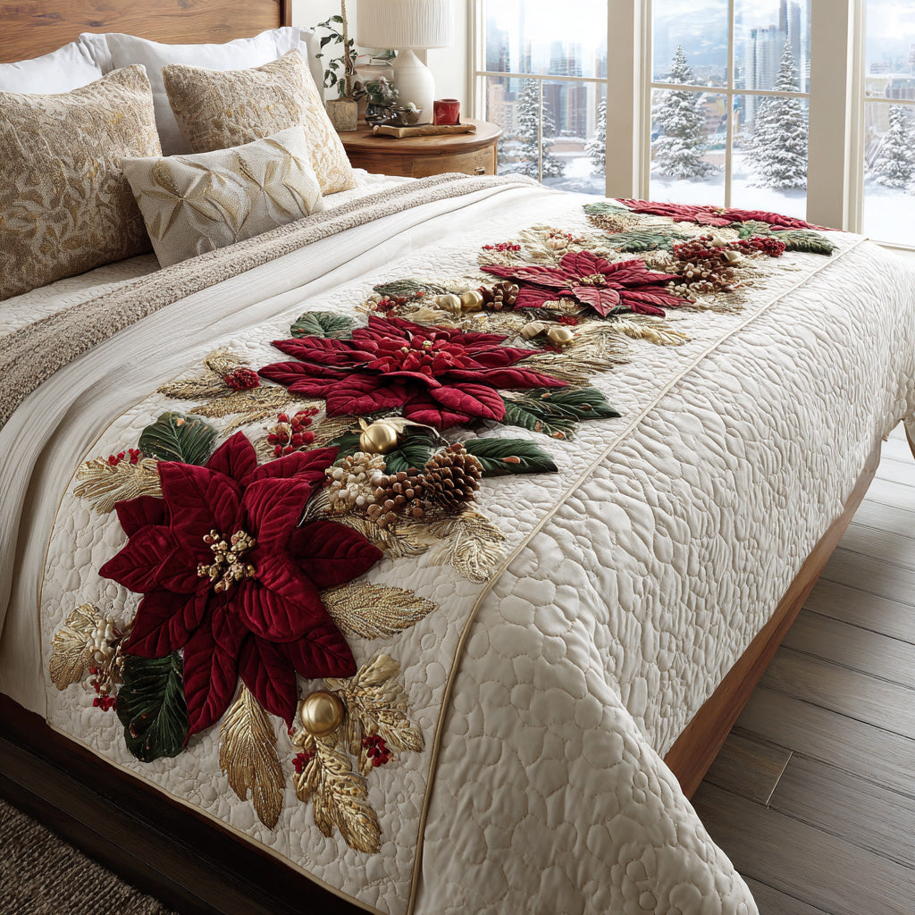 Winter Bloom Quilted Bed Runner Christmas Decorations Best Secret Santa Gifts