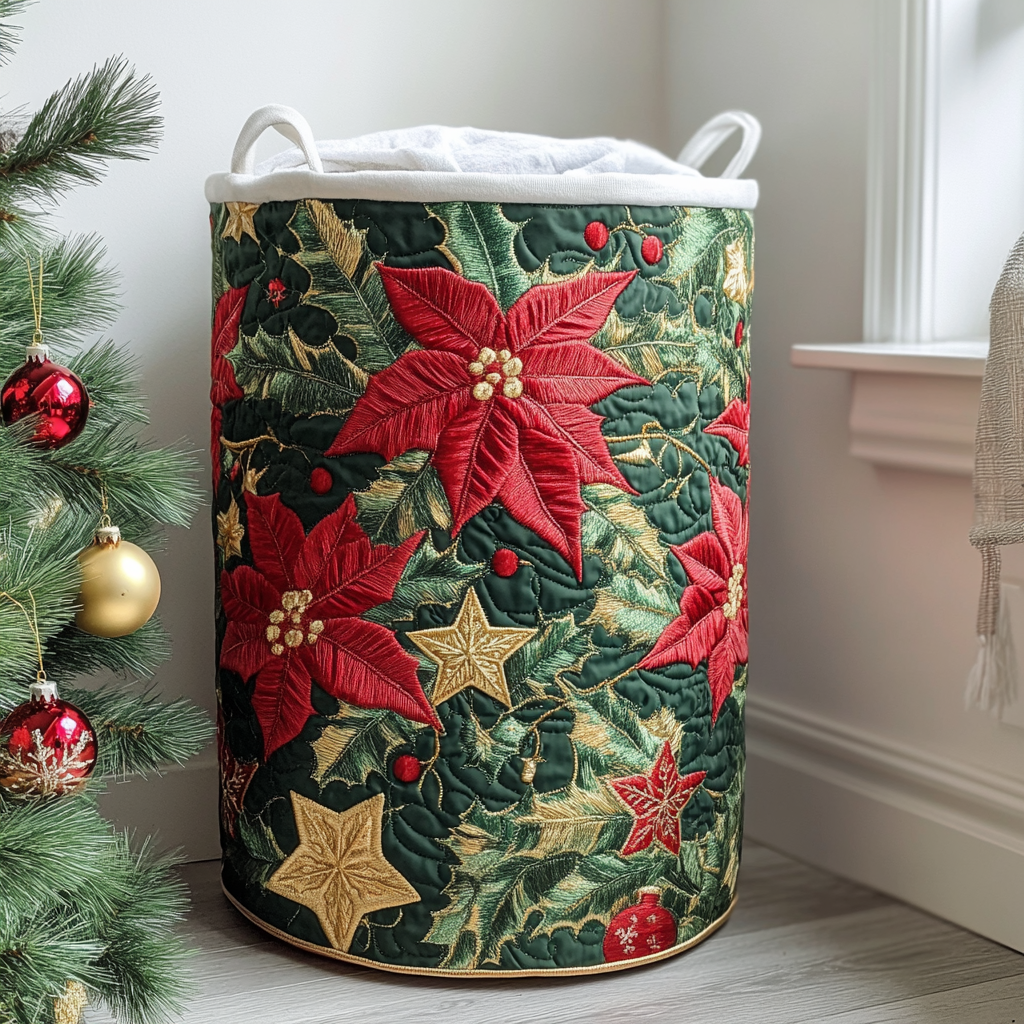 Winter Bloom Quilted Laundry Basket Great Stocking Stuffer