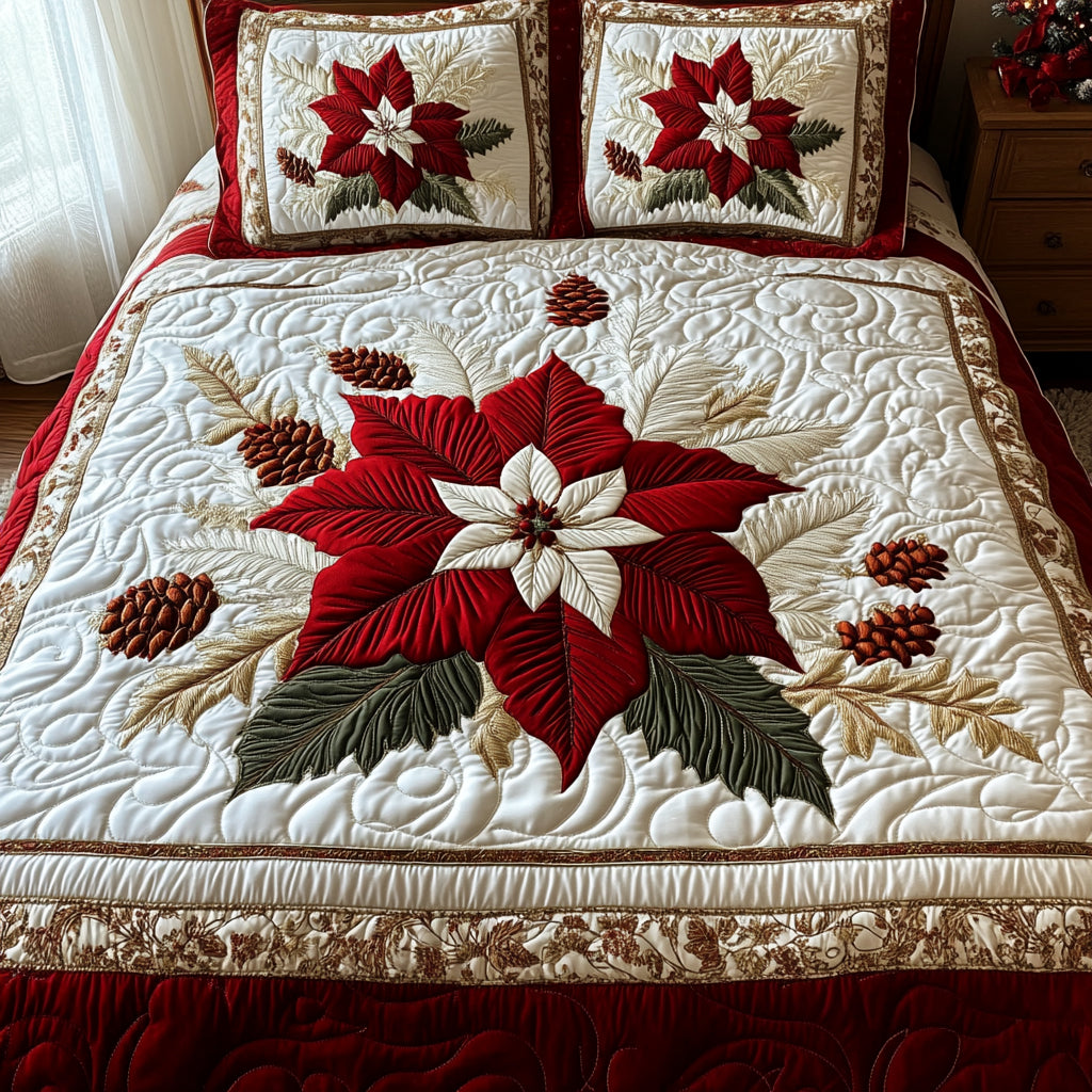 Winter Blossom Quilted Bedding Set Bedspreads King Floral Gift For Dad