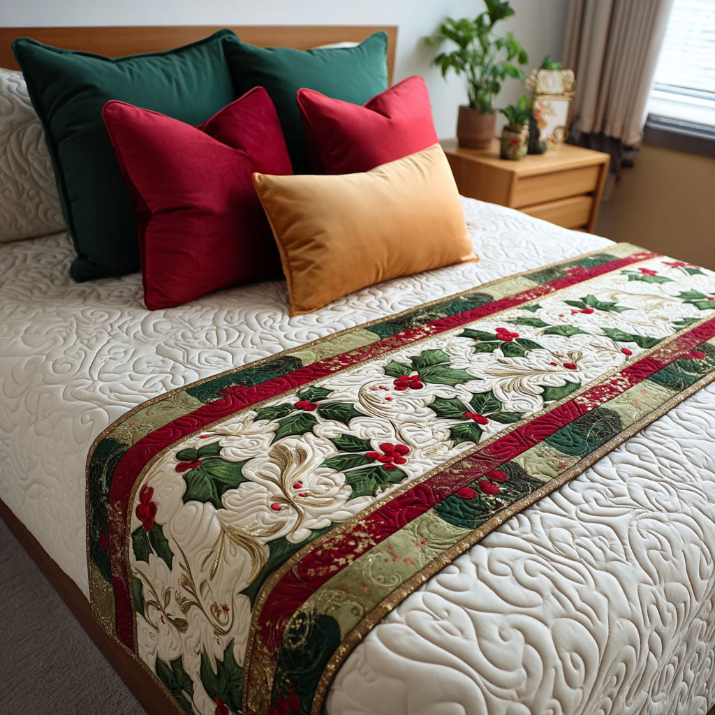 Winter Blossoms Quilted Bed Runner Christmas Bedroom Ideas Christmas Presents