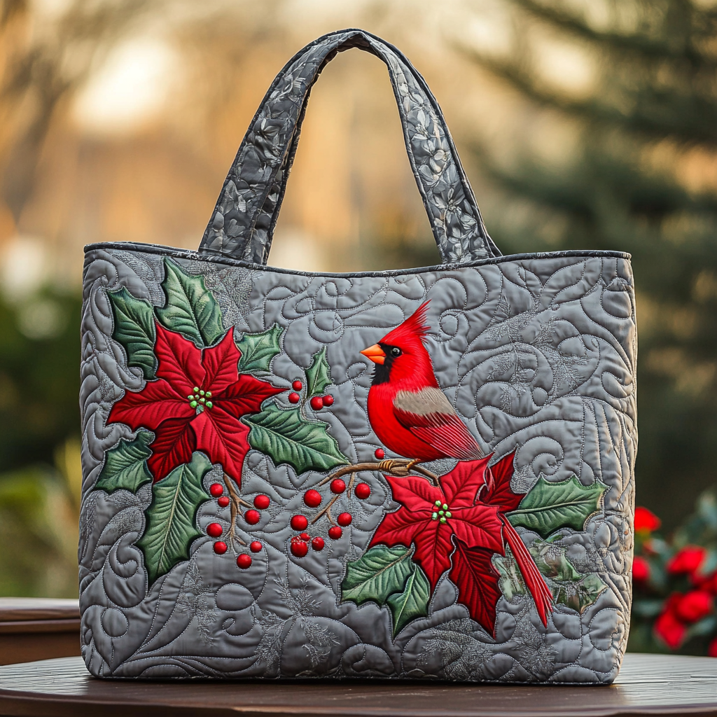 Winter Branch Quilted Tote Bag Cardinal Gifts For Christmas