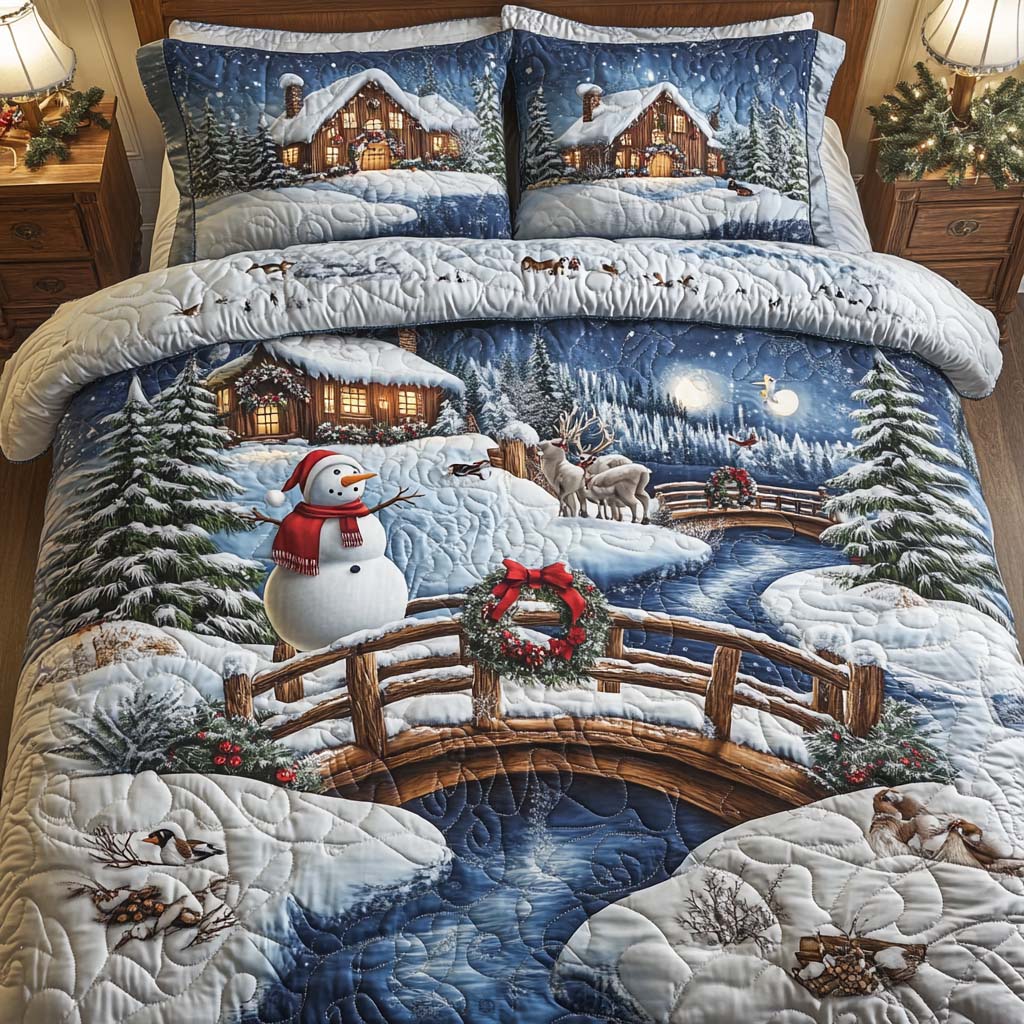 Winter Bridge Quilted Bedding Set Trendy Bedding Merch for Modern Homes