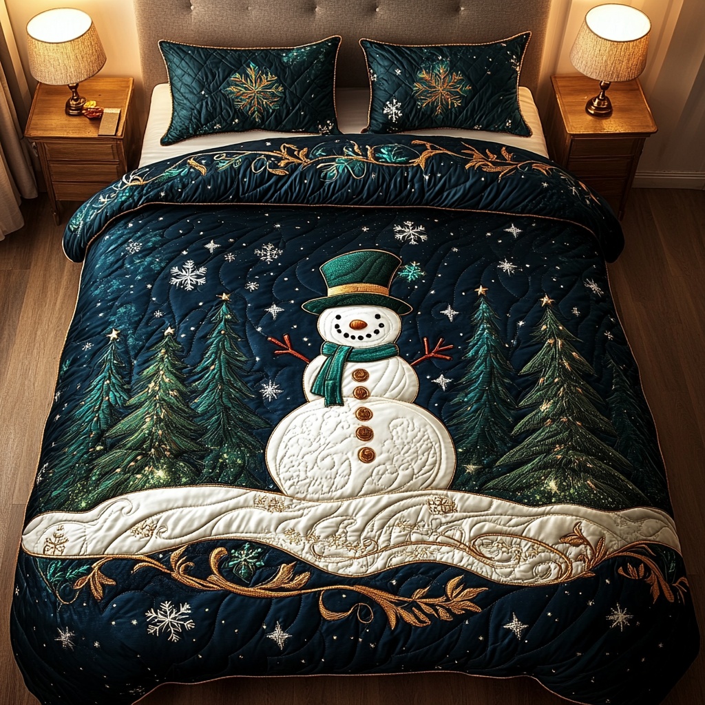 Winter Buddy Quilted Bedding Set Christmas Holiday Bedroom Decor Festive Gift Ideas