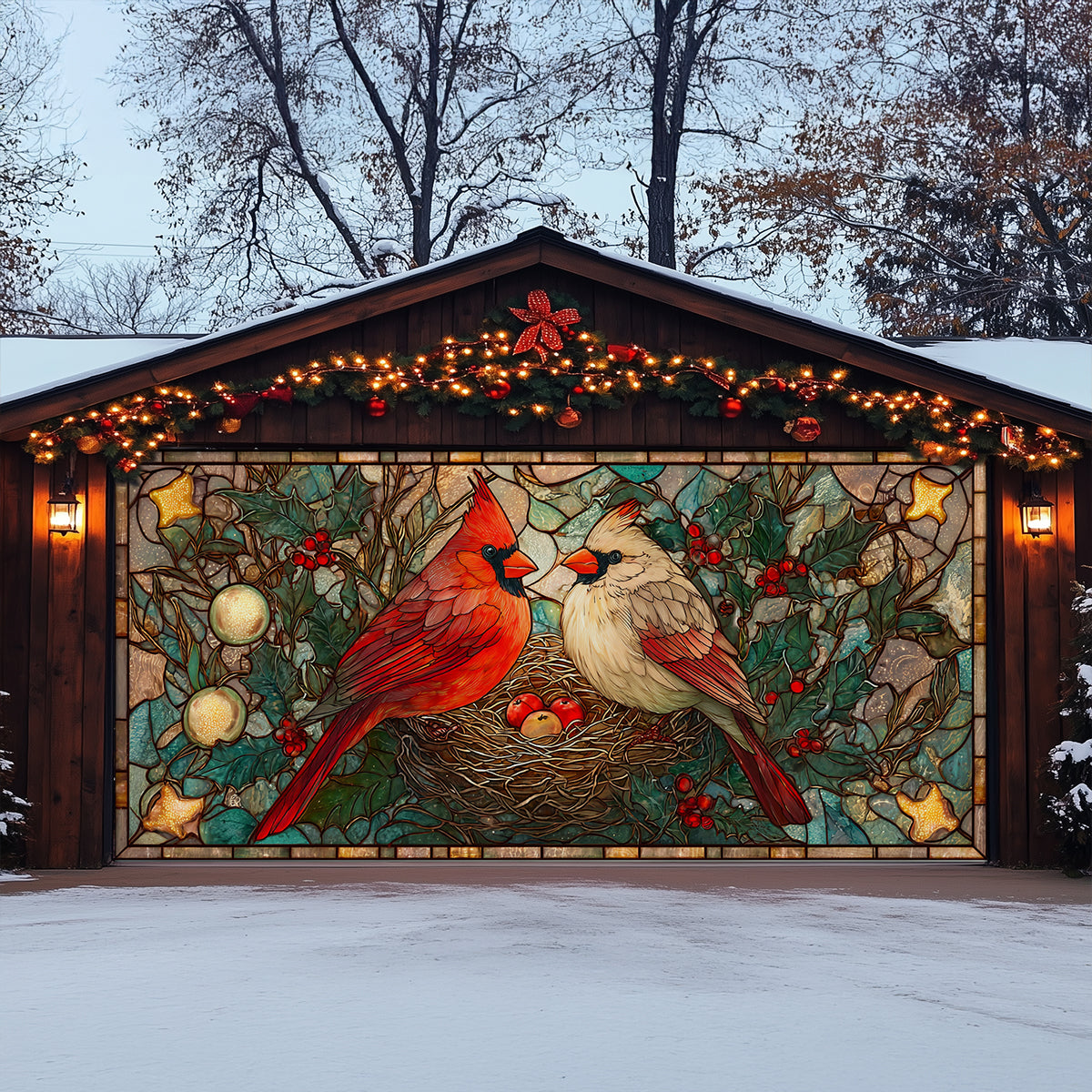 Winter Cardinal Christmas Garage Door Banner Xmas Home Decoration Cardinal Lover Xmas Gifts