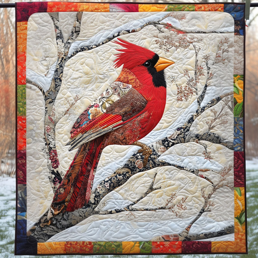 Winter Cardinal Quilted Blanket Winter Decor Blanket Cardinal Gifts For Friend