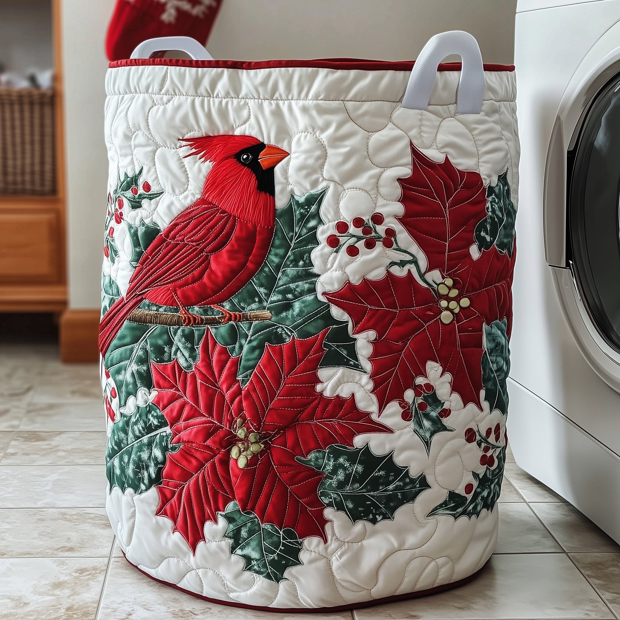 Winter Cardinal Quilted Laundry Basket Gftotp12006 Birthday Merch Gift