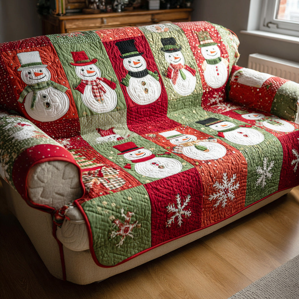 Winter Carol Calm Quilted Sofa Cover Holiday Living Decorations Presents For Grandma