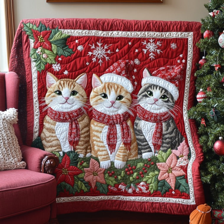 Winter Cats Quilt Classic Quilt Blanket for Cozy and Warm Nights