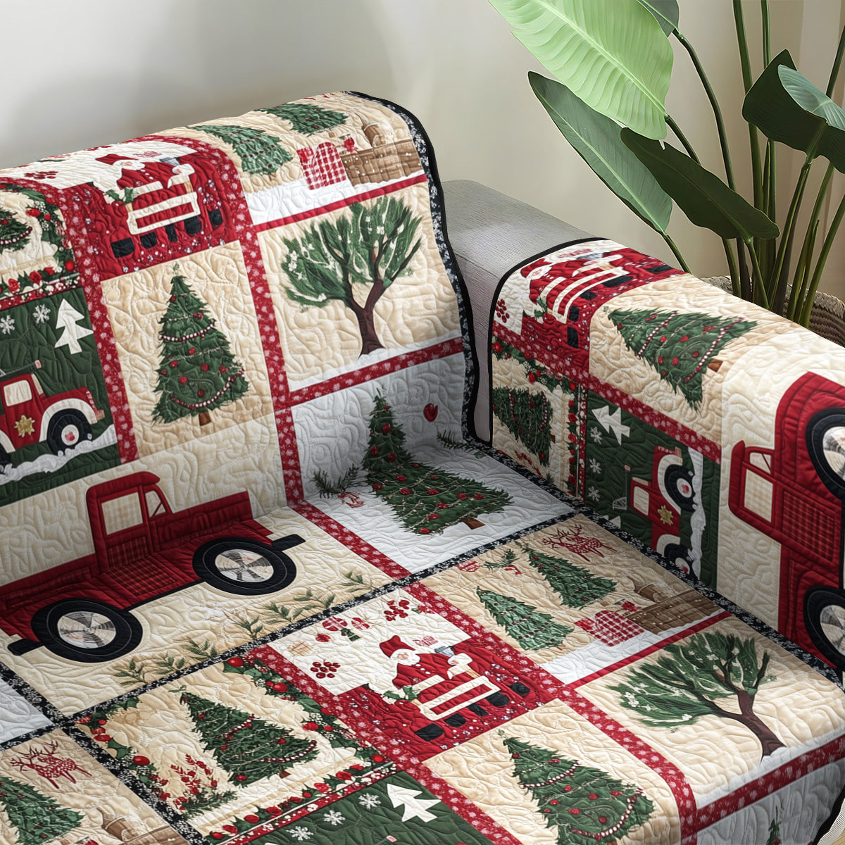 Winter Charm Quilted Sofa Cover Christmas Family Room Decor Gift Ideas For Friends