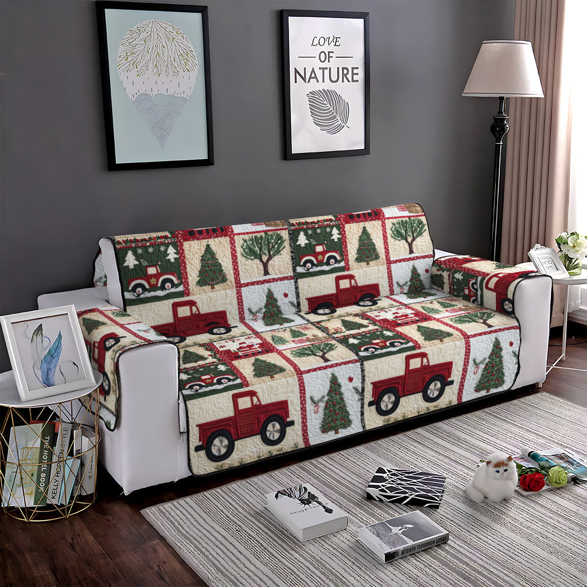 Winter Charm Quilted Sofa Cover Sofa Cushion Covers Special Birthday Gift for Dad