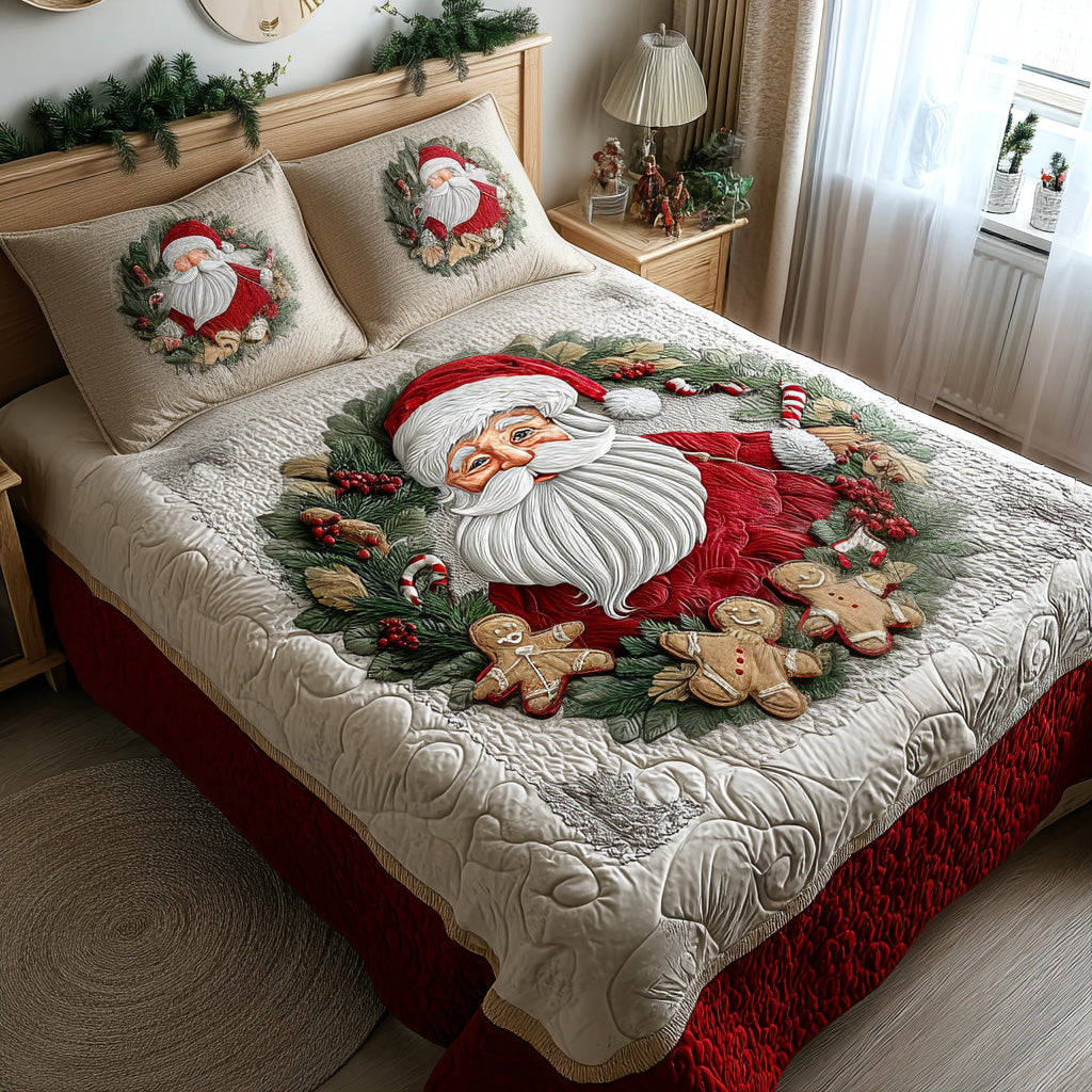 Winter Claus Quilted Bedding Set Holiday Duvet Cover Set Gifts For Christmas For Mother In Law