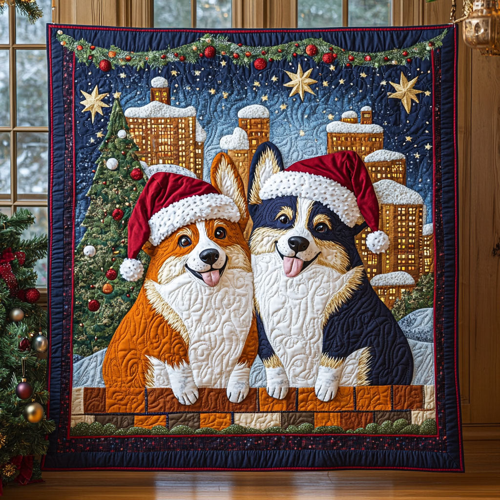 Winter Corgis Quilt Soft and Cozy Quilt Blanket for Comfortable Sleep