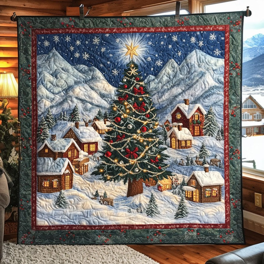 Winter Cottage Quilt Blanket Christmas Throw Grandma Gifts For Xmas