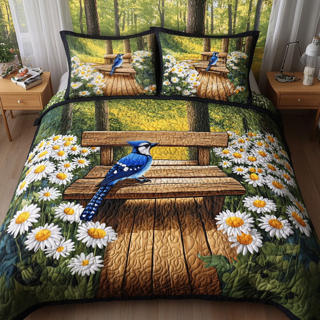Winter Cottage Quilted Bedding Set Bed Decor Unique Gifts For Bird Lovers