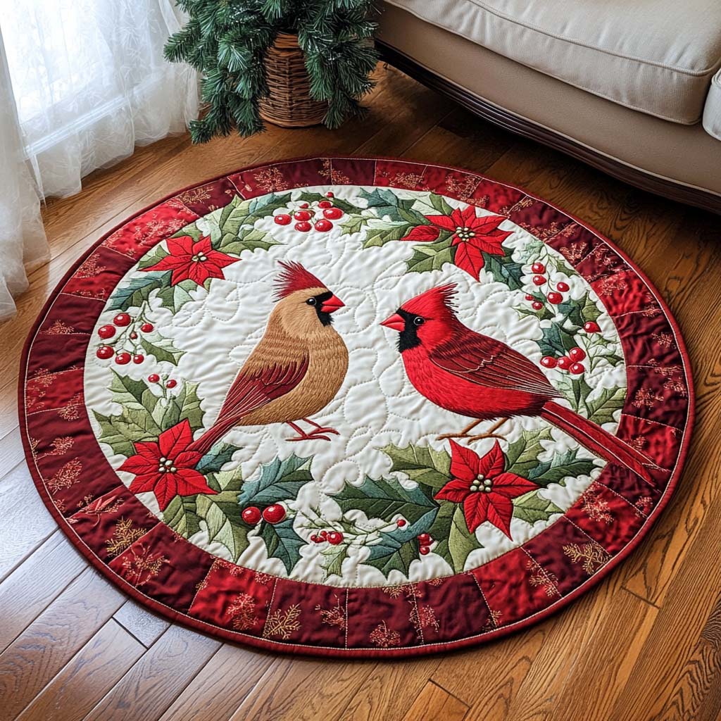 Winter Crimson Guard Quilted Round Mat Entrance Way Ideas Hummingbird Gifts Items