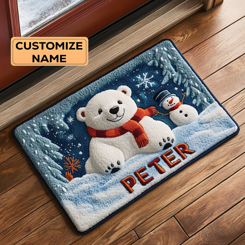 Winter Cub Custom Personalized Doormat Blanket Perfect Gift For Friends and Family on Christmas Day