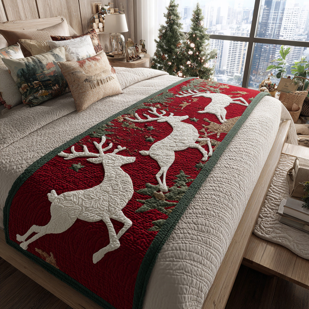 Winter Dash Quilted Bed Runner Christmas Bed Scarf Xmas Gift Ideas