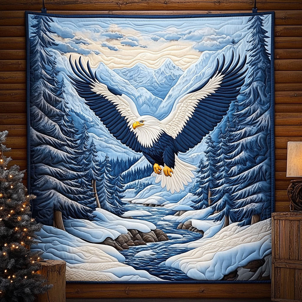 Winter Eagle Quilt Blanket Perfect Gift For Friends and Family on Christmas Day
